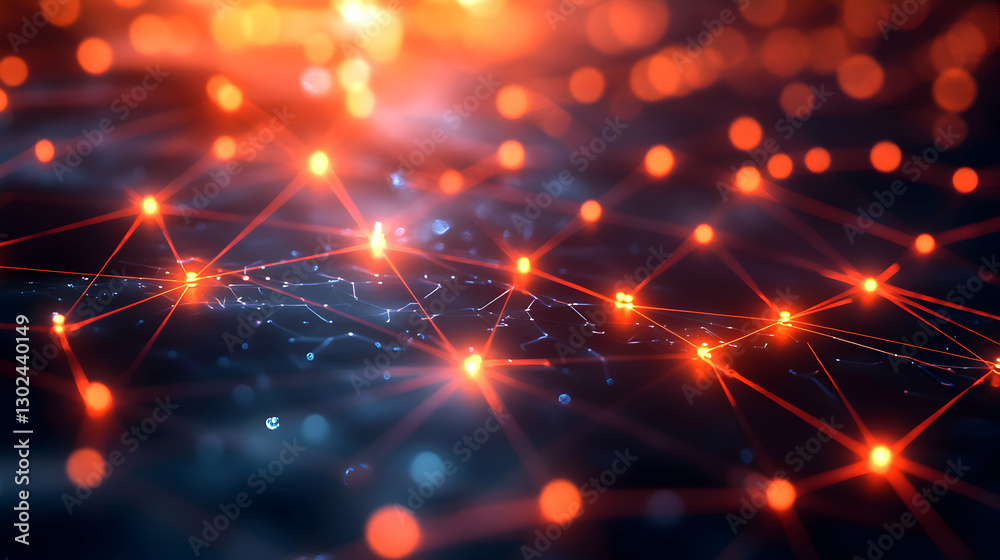 Fototapeta premium Abstract digital network of glowing particles.