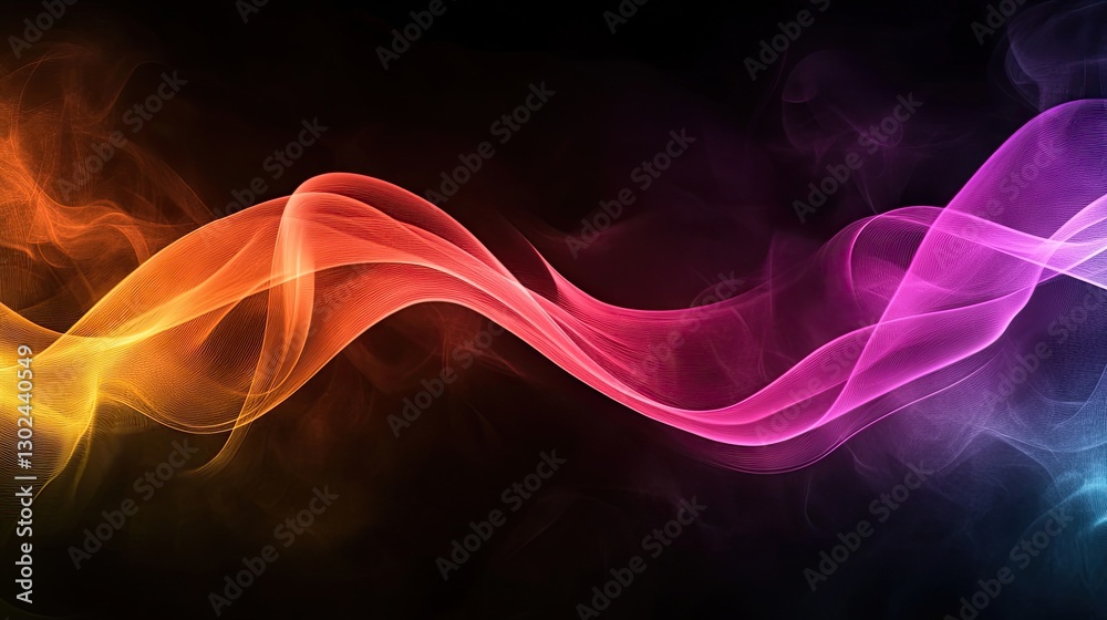 Obraz premium Soft, glowing shapes or lines in vibrant colors, emitting light against a dark background, creating a visually striking effect.