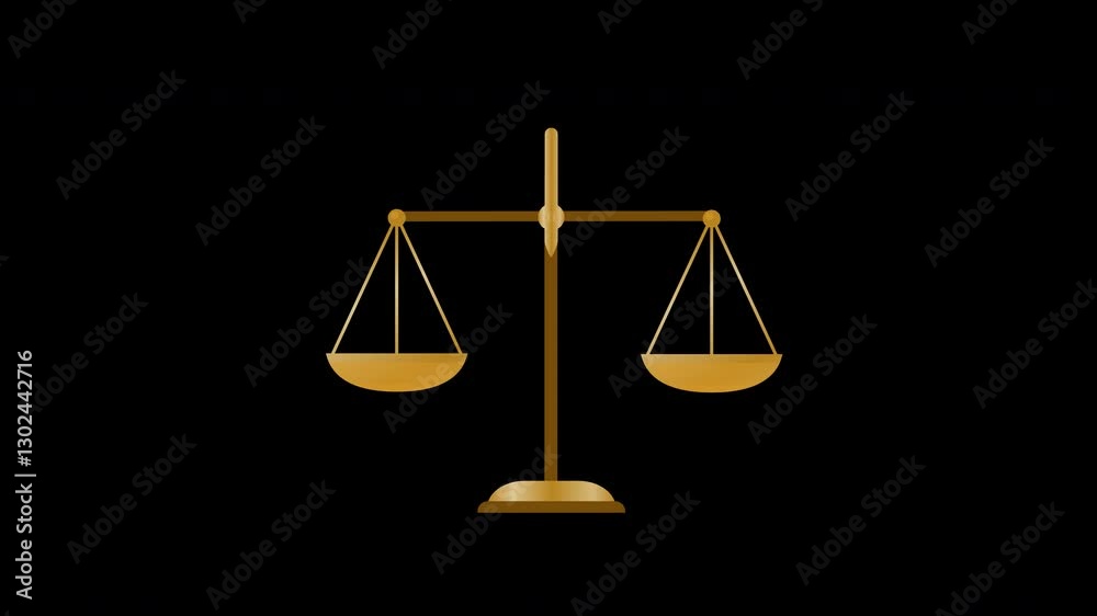 A concept loop animation video of a golden balance scale icon with an alpha channel. A concept loop animation video of a golden balance scale icon with an alpha channel.
