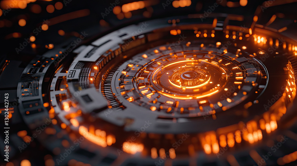 Futuristic 3D Rendering of a Glowing Circular Interface Design Futuristic 3D Rendering of a Glowing Circular Interface Design