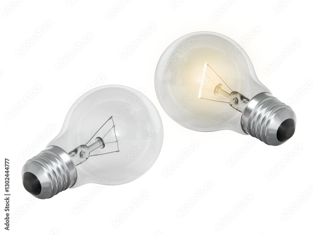 Light bulb on and off, transparent background Light bulb on and off, transparent background