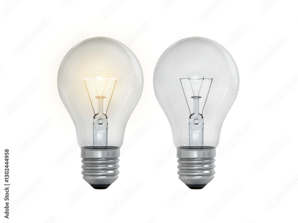 Light bulb on and off, transparent background Light bulb on and off, transparent background