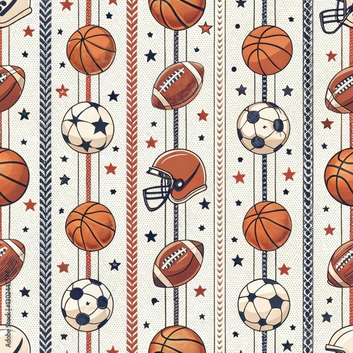 Seamless Sports Pattern Design Playful Background Digital Art Creative Space Aesthetic View Inspiring Concepts