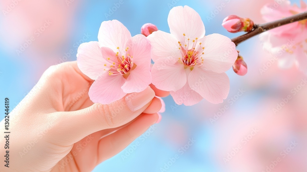 Delicate pink flowers held by a gentle hand. Delicate pink flowers held by a gentle hand.
