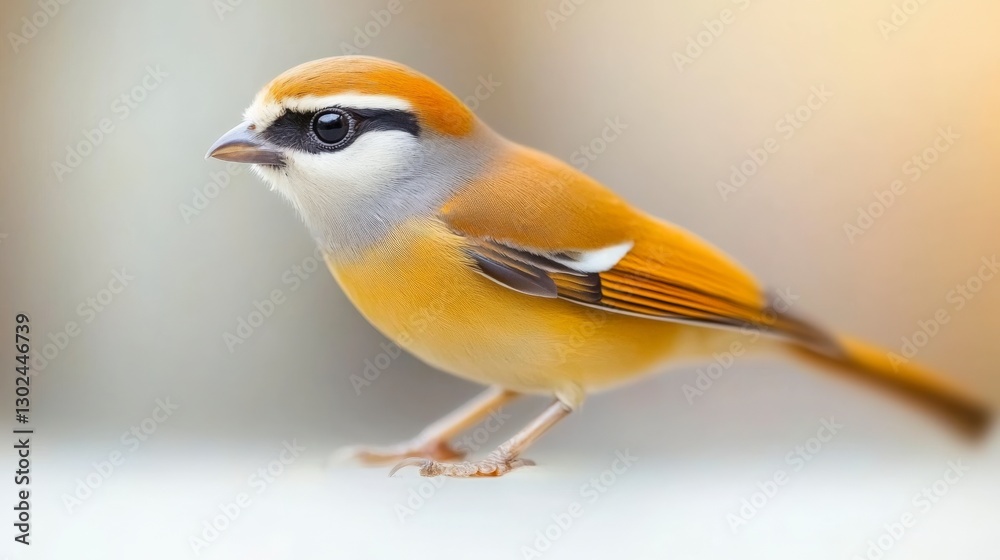 Fototapeta premium Vibrant Orange Bird Perched Gracefully, Showcasing Feathers and Unique Patterns in Soft Natural Light