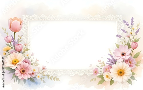 Flower background image, template, plant nature banner texture