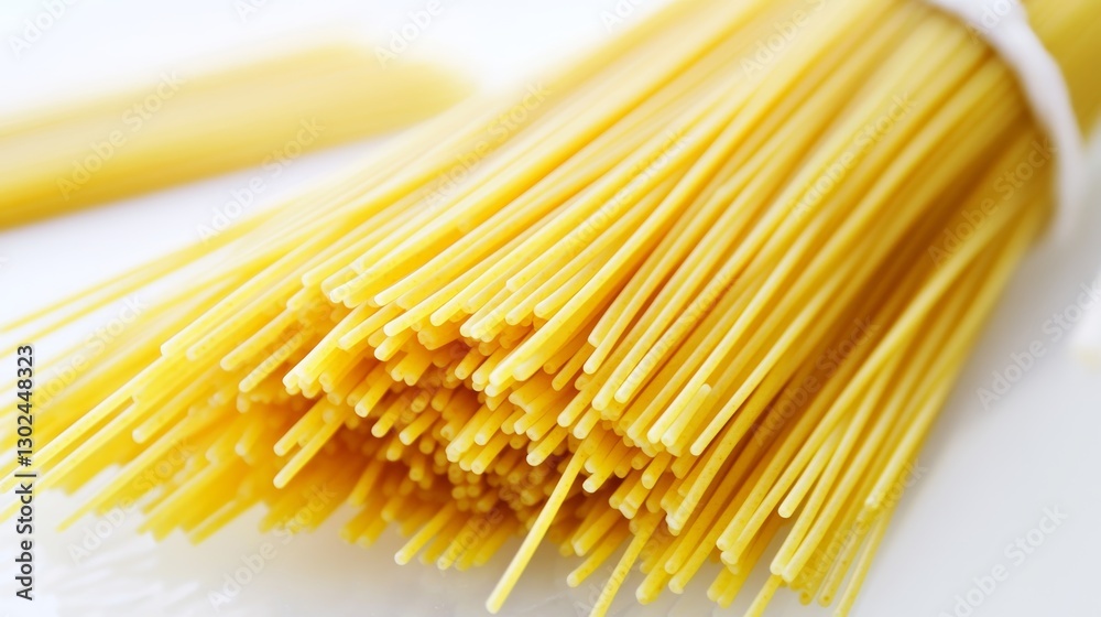 Bundle of Spaghetti Tied with Twine on White Bundle of Spaghetti Tied with Twine on White