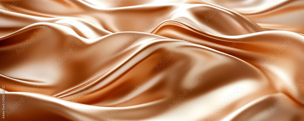 Fototapeta premium Golden silk fabric texture, elegant waves