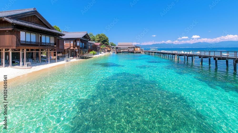 Serene waterfront with clear turquoise water. Serene waterfront with clear turquoise water.