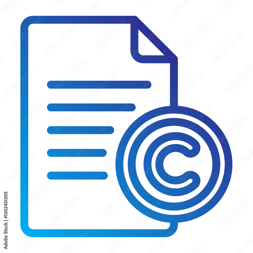 Copyright documet copyright line gradient icon