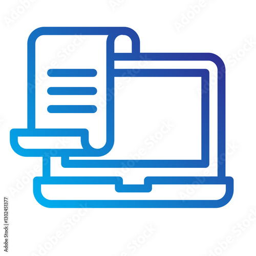 Laptop documet copyright line gradient icon