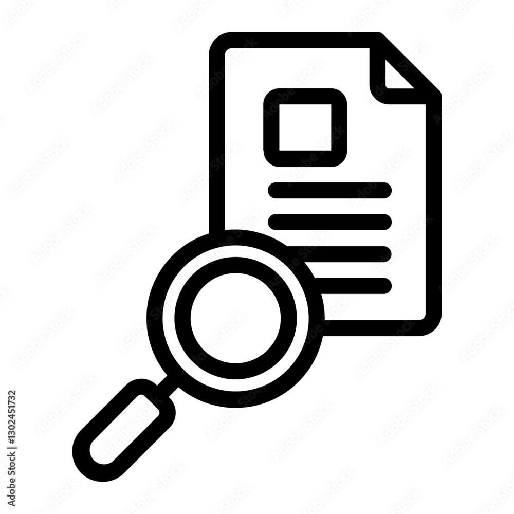 Magnifier documet copyright line icon Magnifier documet copyright line icon