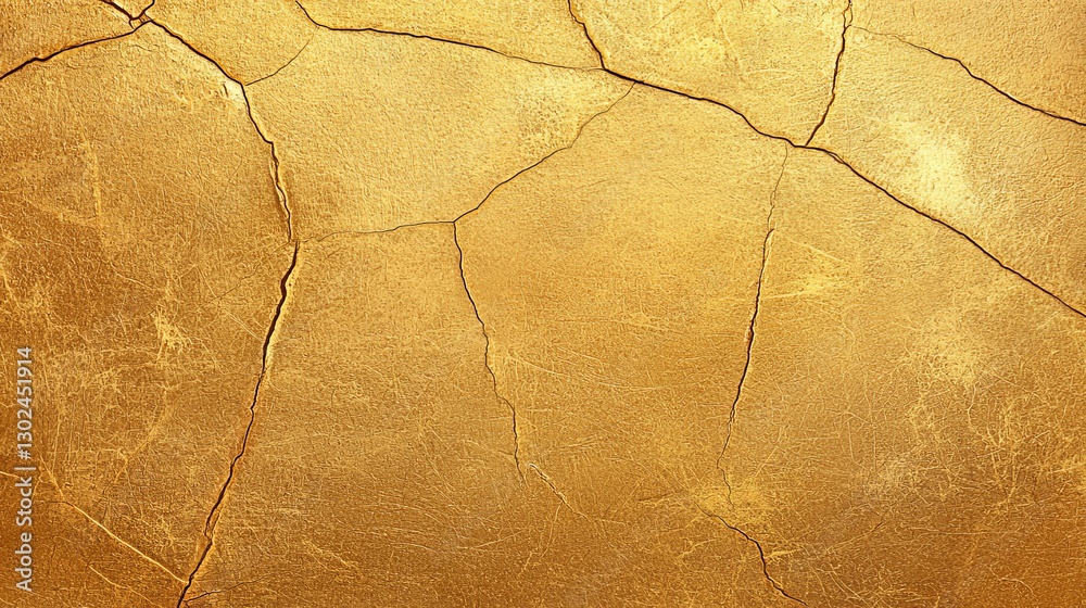 Fototapeta premium Textured golden background with crack patterns.
