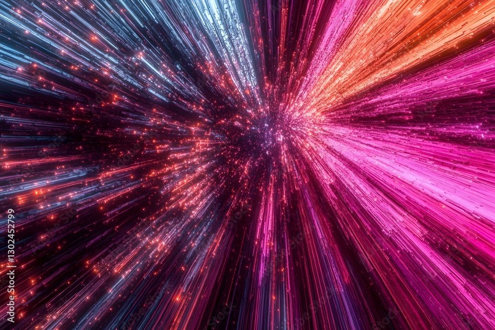 Cosmic Burst of Colors: An abstract visualization of a cosmic explosion, where vibrant streaks of color converge and radiate outwards, symbolizing energy, motion, and the vastness of the universe. Cosmic Burst of Colors: An abstract visualization of a cosmic explosion, where vibrant streaks of color converge and radiate outwards, symbolizing energy, motion, and the vastness of the universe.