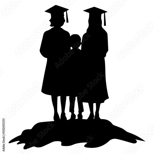 High-Quality Graduation Student Silhouette Vectors for Graduation Cards