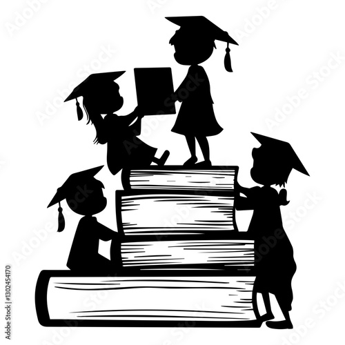 High-Quality Graduation Student Silhouette Vectors for Graduation Cards