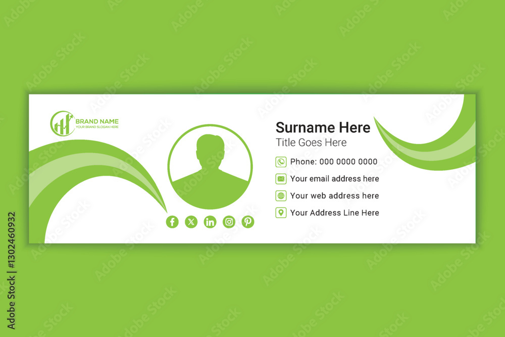  Email signature design for corporate company with creative shape psd template