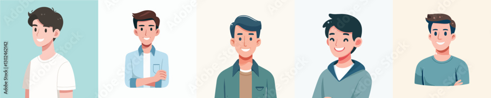Vector collection of a smiling young man Vector collection of a smiling young man