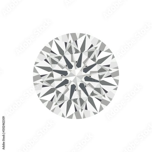 Diamond is a realistic colorful round shiny gemstone on a white background