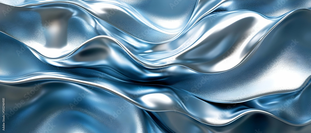 Obraz premium Blue metallic liquid flowing