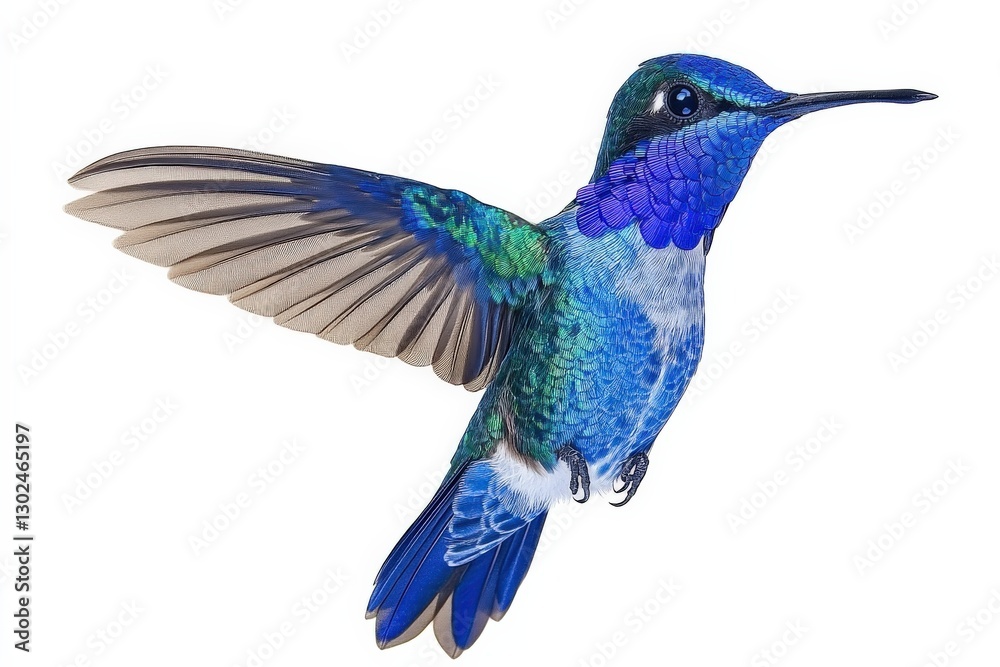 Fototapeta premium Colorful Hummingbird in Flight with Vivid Iridescent Feathers and Graceful Wings