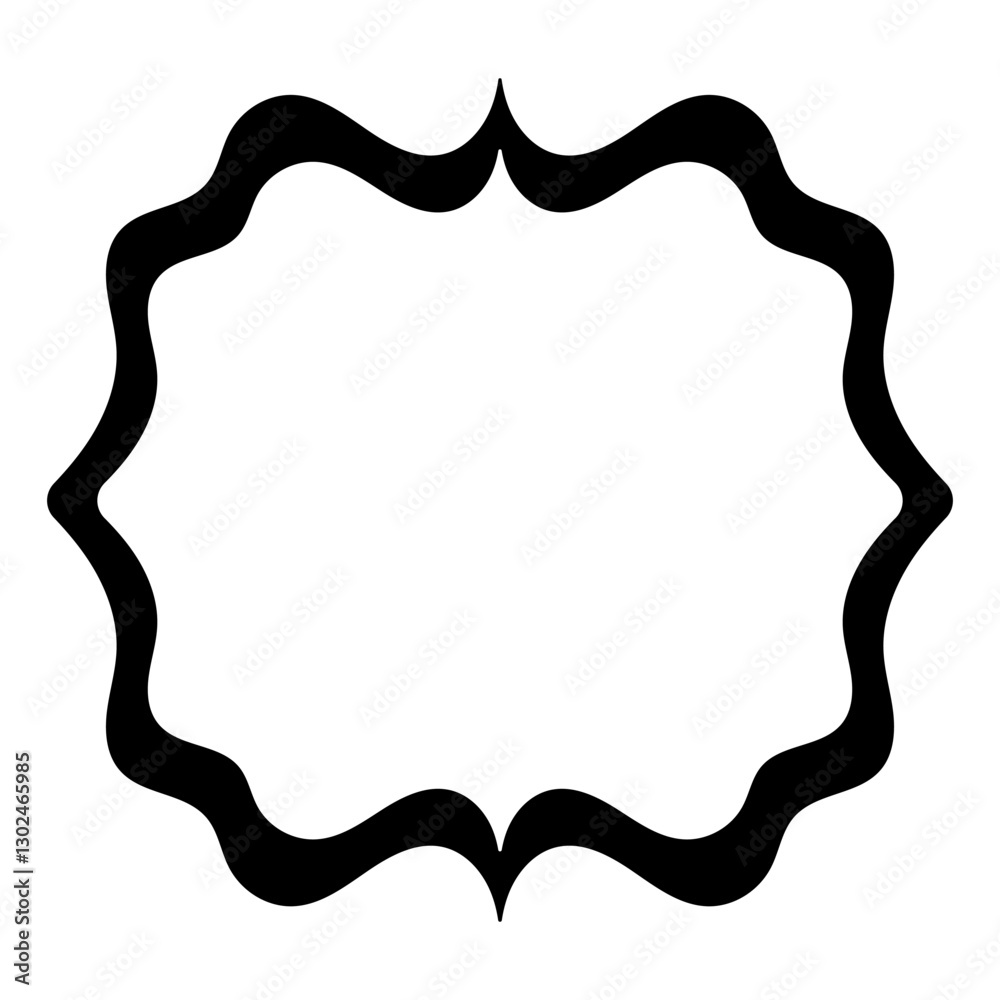 Elegant Black Wavy Frame Ornate Border in Minimalist Design