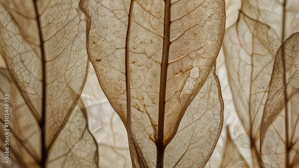 Obraz premium 🌿🌸 Nature Abstract – Delicate Flower Petals, Beige Transparent Leaves, Natural Texture, Macro Botanical Design, Neutral Aesthetic, Soft Organic Background, Elegant Wallpaper, Vein Details, Serenity