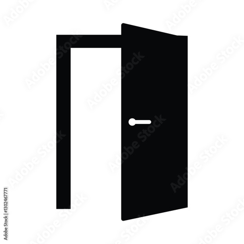 Open door icon silhouette vector illustration.
