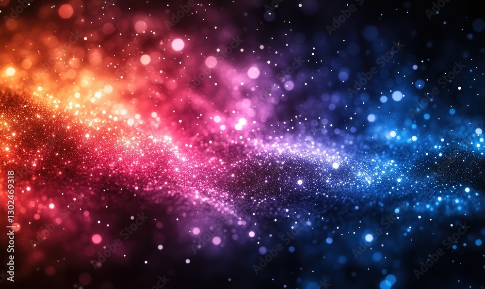 Naklejka premium Abstract colorful bokeh background with vibrant red, orange, pink, blue, and purple lights creating a flowing, dynamic effect
