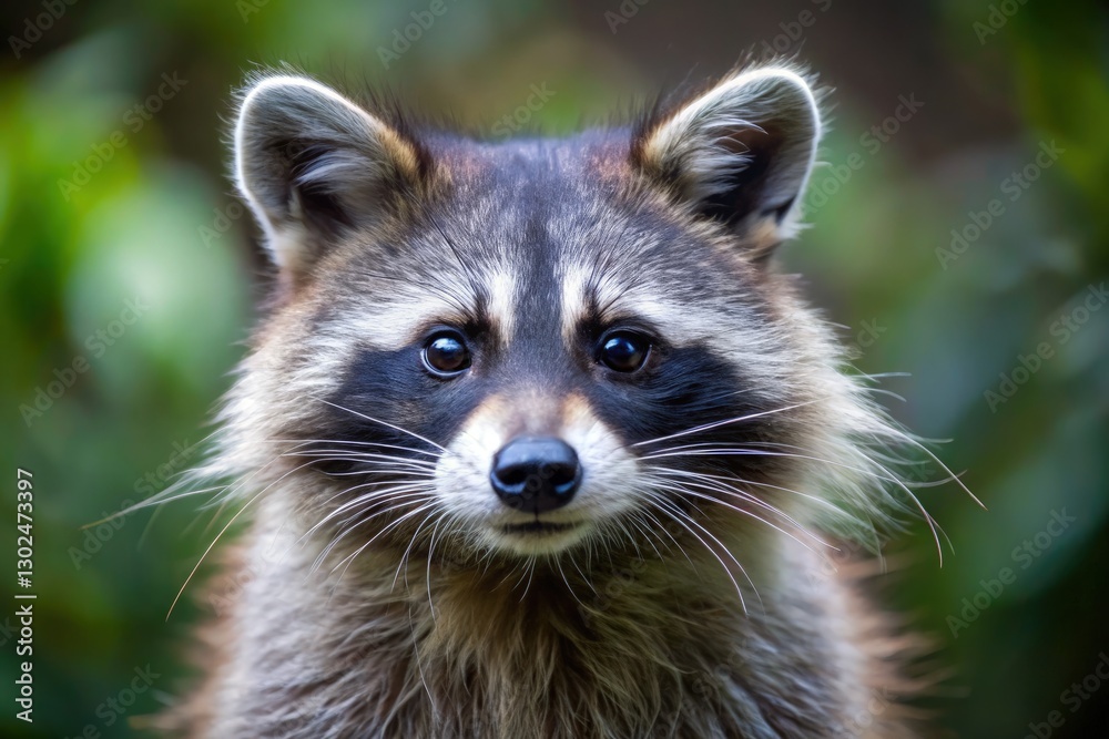 Raccoon Gazes Curiously in Natural Setting During the Day. Generative AI Raccoon Gazes Curiously in Natural Setting During the Day. Generative AI