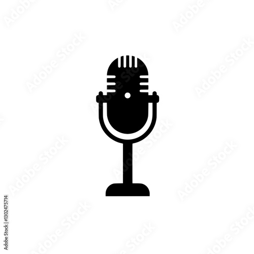 Iconic Microphone: A classic microphone silhouette, embodying the essence of sound recording and broadcasting. Evokes the worlds of music, podcasts, and communication.