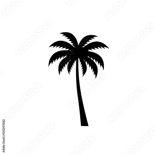 Silhouette of a Tropical Palm Tree: A simple yet striking black silhouette of a tall, elegant palm tree, embodying the essence of tropical landscapes.