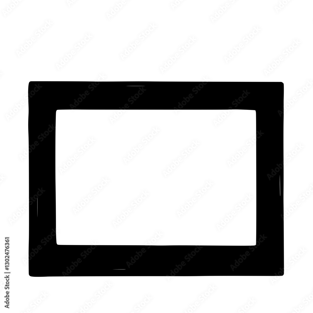 Empty Rectangular Frame: A black rectangular frame, clean lines defining a negative space. The frame awaits the infusion of a visual or message. Empty Rectangular Frame: A black rectangular frame, clean lines defining a negative space. The frame awaits the infusion of a visual or message.