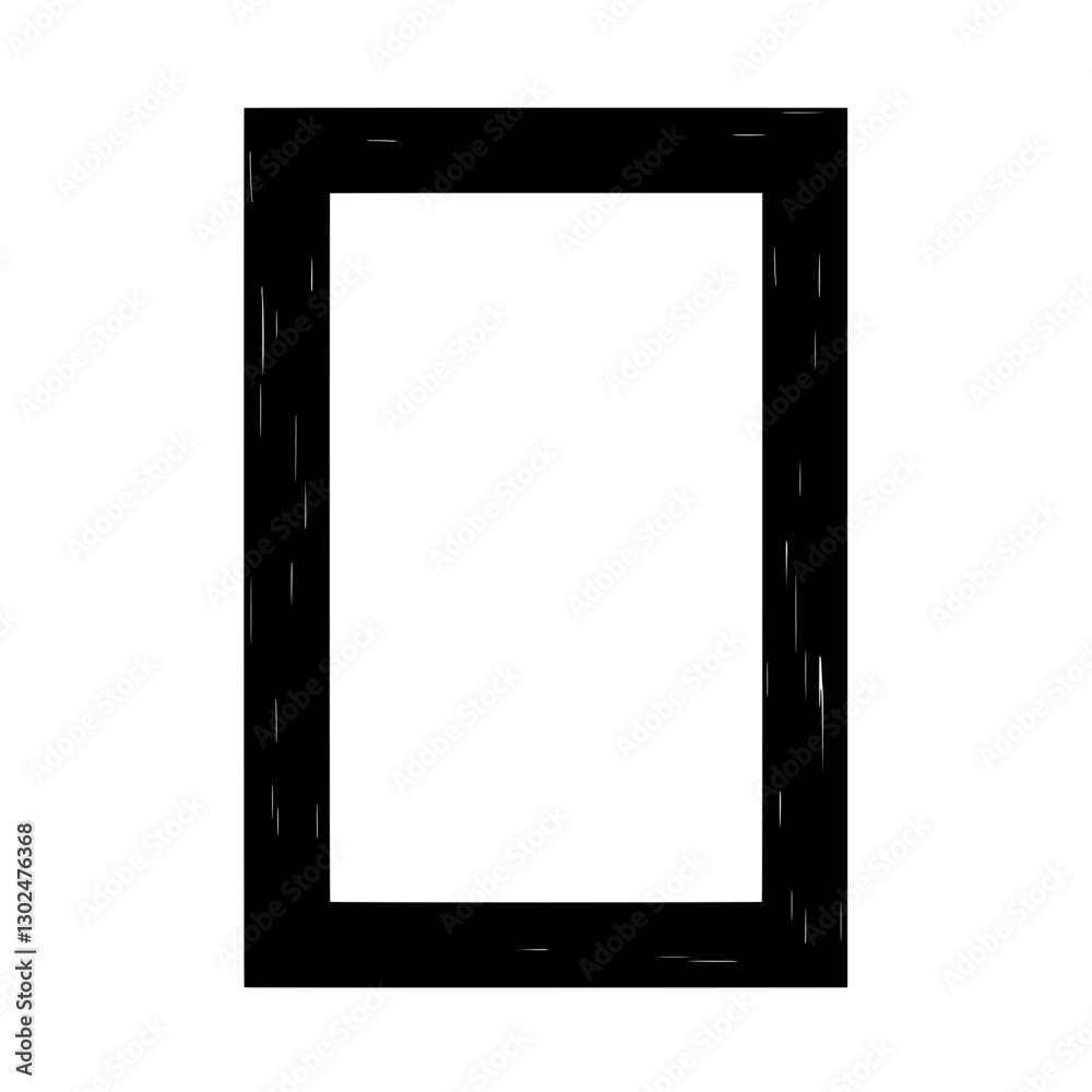 Black Rectangular Frame: A simple, black rectangular frame with rough edges, offering a minimalist aesthetic and emphasizing the enclosed empty space. Black Rectangular Frame: A simple, black rectangular frame with rough edges, offering a minimalist aesthetic and emphasizing the enclosed empty space.