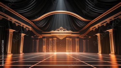 Black golden ceremony award stage venue background.