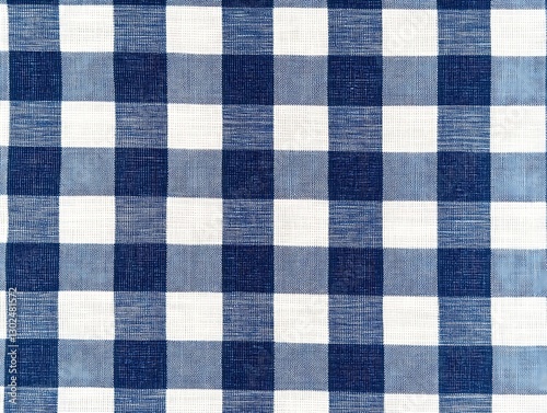 Blue checkered fabric texture close-up