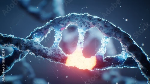 Biological DNA structure with gene mutation concept, 3d rendering.
