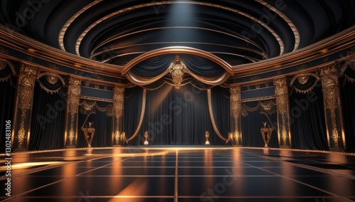 Black golden ceremony award stage venue background.
