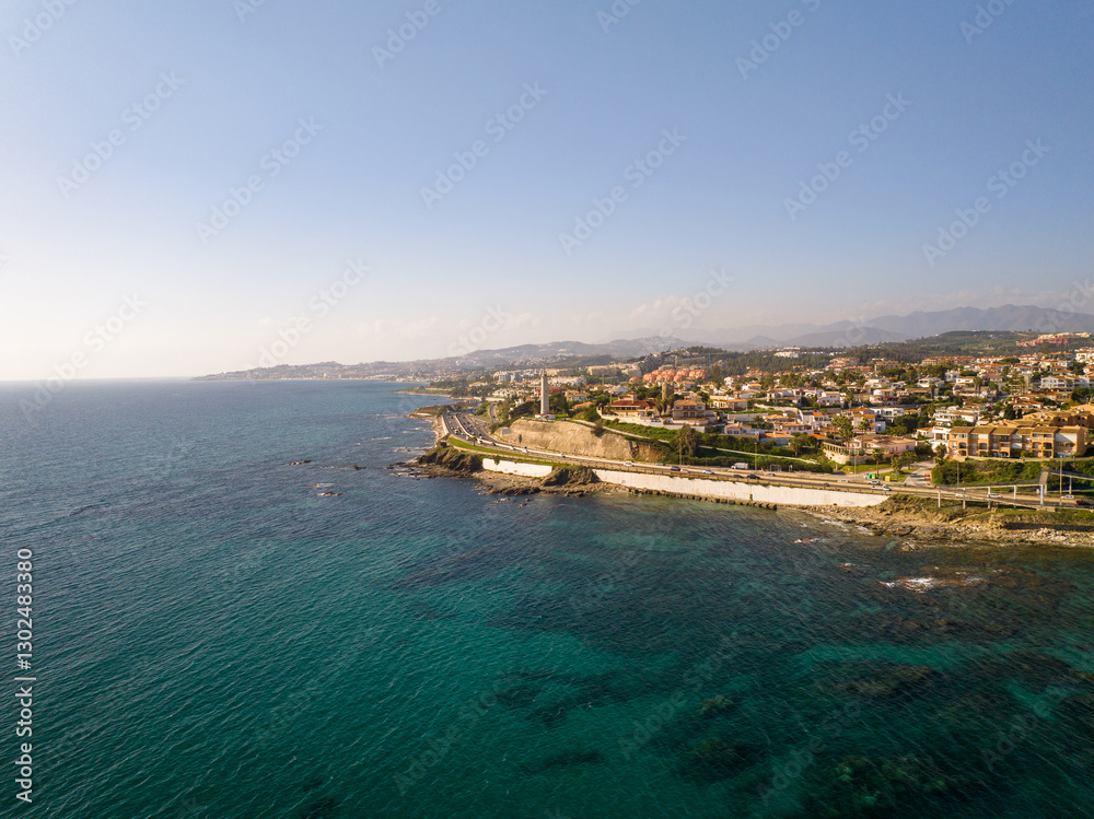 Fototapeta premium Faro de Calaburras en Mijas, Malaga, Andalucia, España