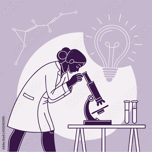 Female Scientist Using Microscope in Laboratory