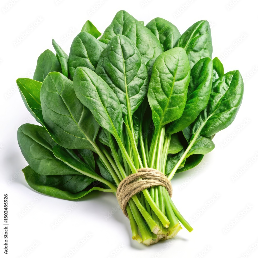 Fresh Spinach Bundle on White Background for Culinary Use. Generative AI Fresh Spinach Bundle on White Background for Culinary Use. Generative AI