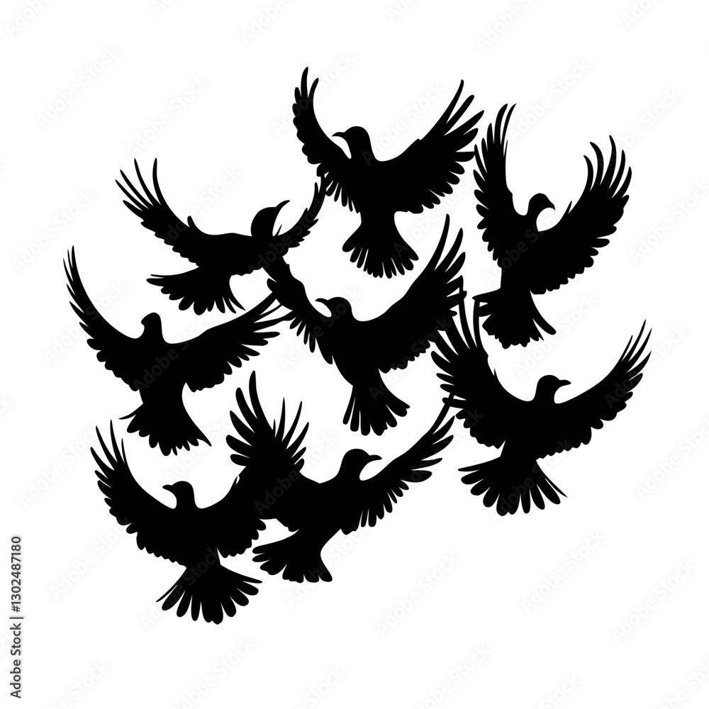 Obraz premium Flying birds silhouette vector 