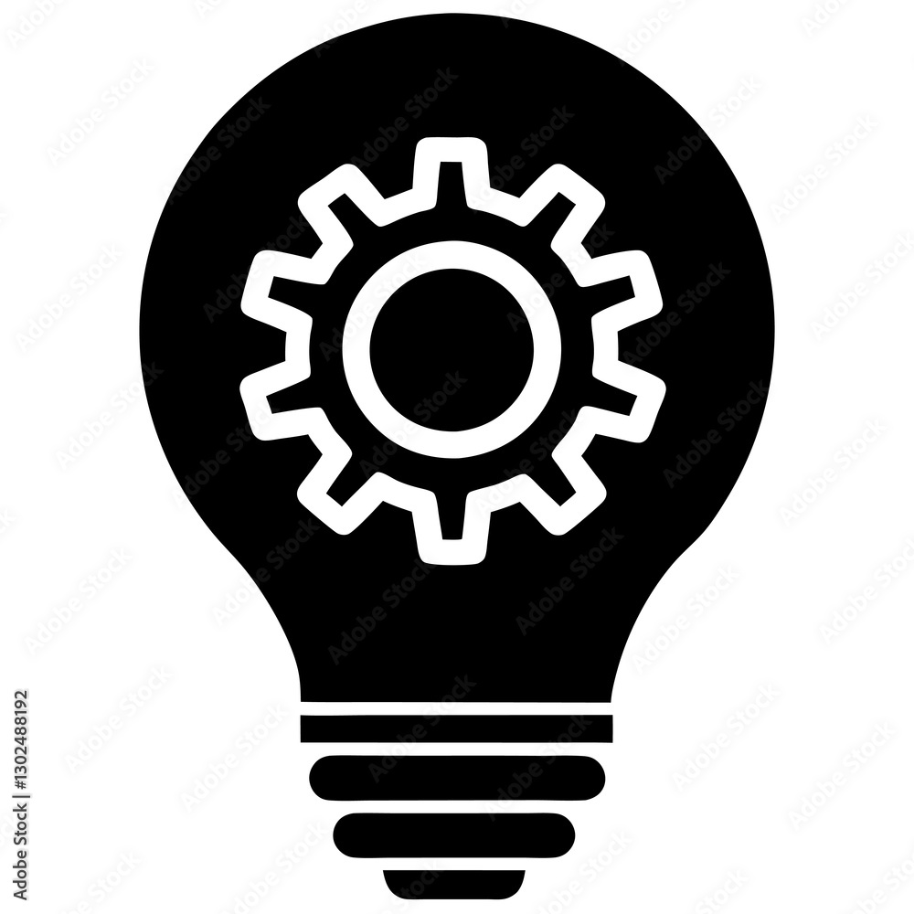Light Bulb and Gear Silhouette Perfect for Tech & Ideas. Light Bulb and Gear Silhouette Perfect for Tech & Ideas.