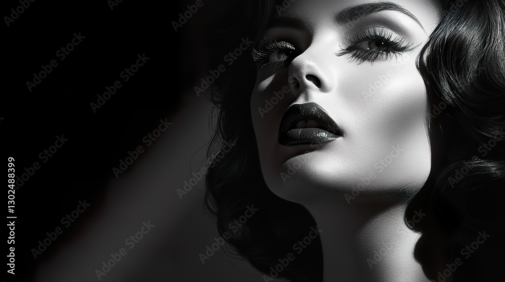 Captivating portrait of a glamorous woman studio setting high-contrast photography black and white close-up view timeless elegance Captivating portrait of a glamorous woman studio setting high-contrast photography black and white close-up view timeless elegance