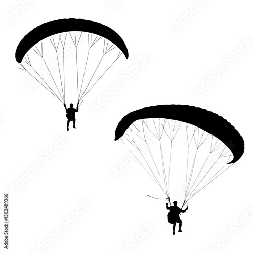paragliding silhouette black color vector 