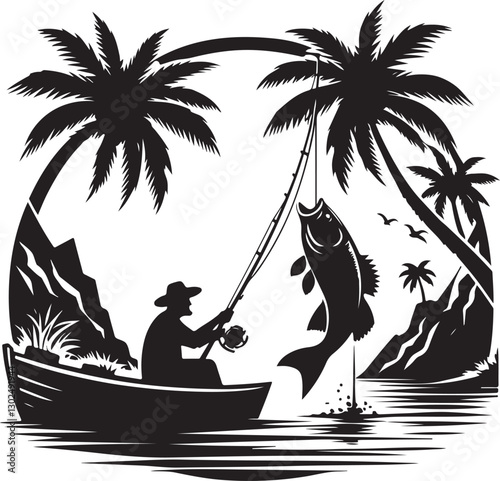 fishing silhouette, fishing vector, fisherman svg, fish svg, fishing clipart, bass fishing, fly fishing vector, fishing boat silhouette, fishing rod vector, fishing lure svg, fishing hook silhouette, 