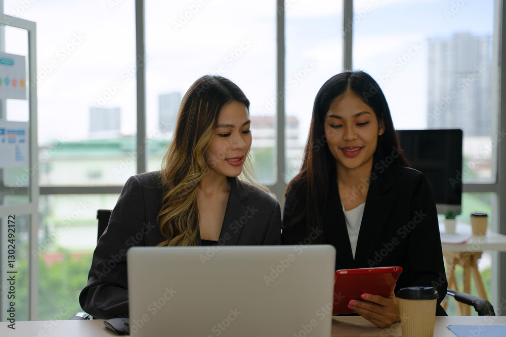 White collar workers are working with team at office.