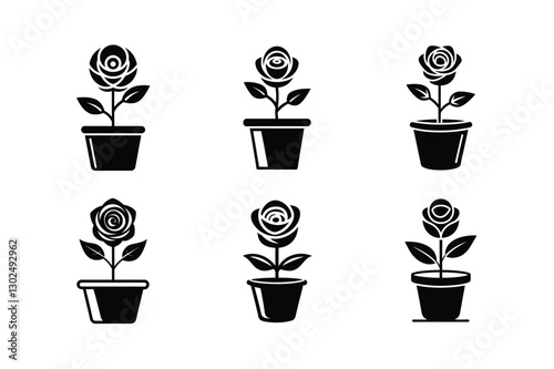 Wallpaper Mural Set of Rose flower vector illustration. Torontodigital.ca