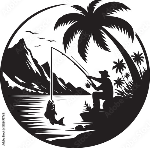 Fishing silhouette, fishing vector, fisherman svg, fish svg, fishing clipart, bass fishing, fly fishing vector, fishing boat silhouette, fishing rod vector, fishing lure svg, fishing hook silhouette, 