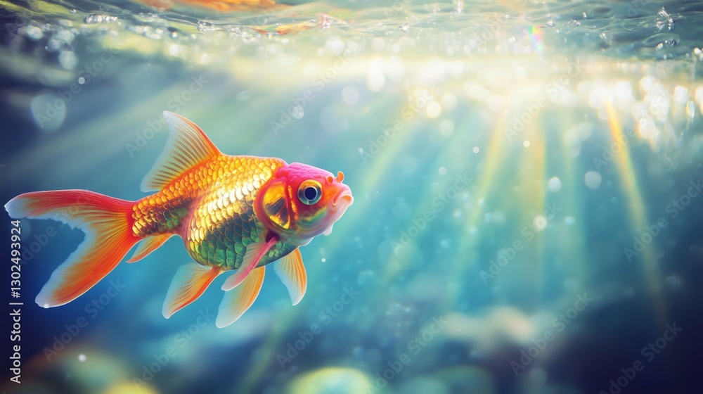 Fototapeta premium The agile goldfish in the water